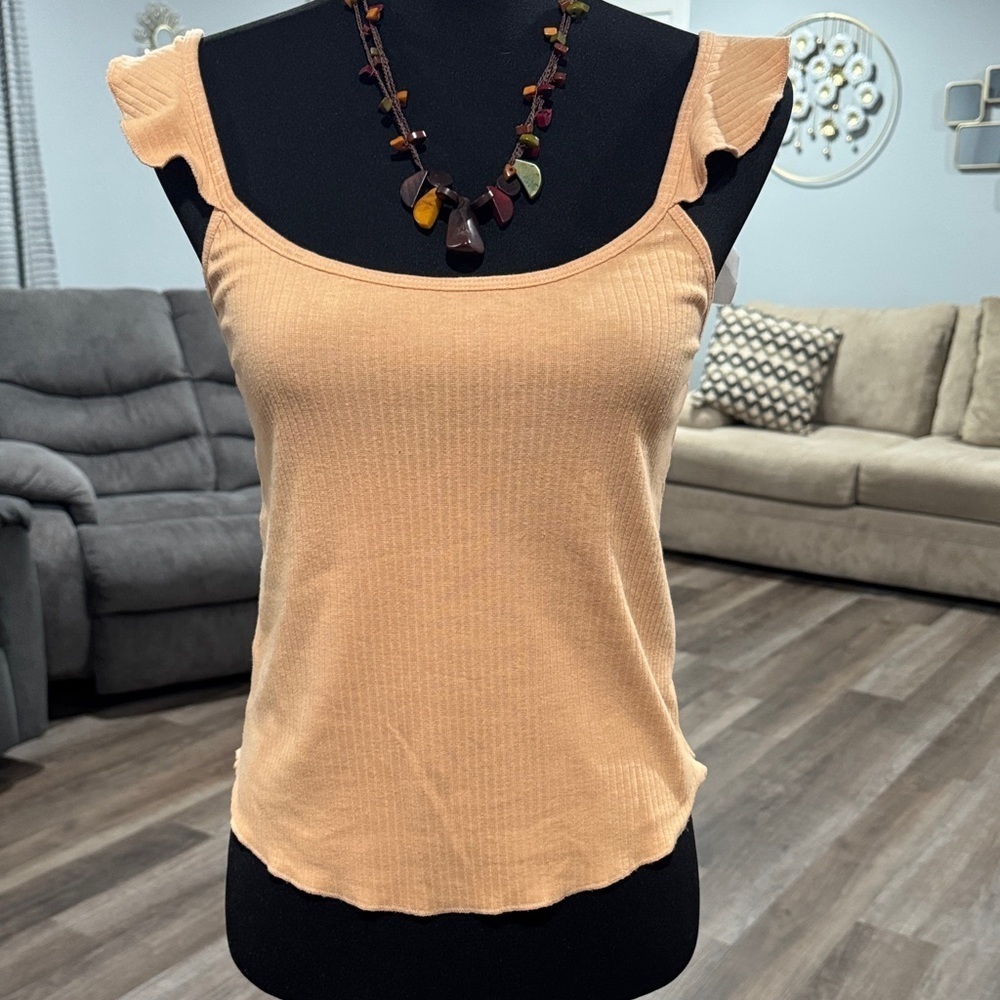 BP Apricot Ruffle Sleeve Tank Top